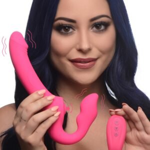 AG906 Licking and Vibrating Strapless Strap-On with Remote Control