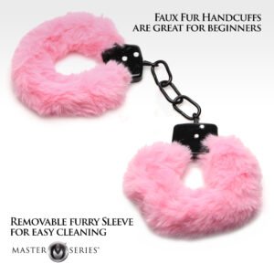 AG937-Pink Cuffed in Fur Furry Handcuffs - Pink