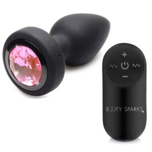 AG965-Small 28X Vibrating Silicone Pink Gem Anal Plug - Small