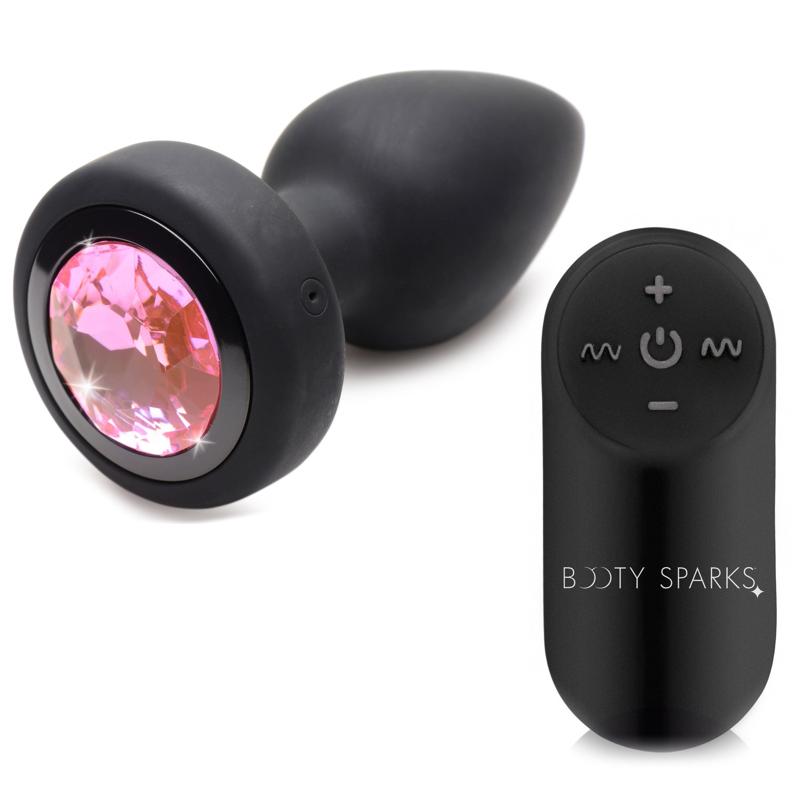 ag965-small-001b AG965-Small 28X Vibrating Silicone Pink Gem Anal Plug - Small