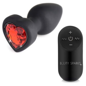AG966-Small 28X Vibrating Silicone Red Heart Anal Plug - Small
