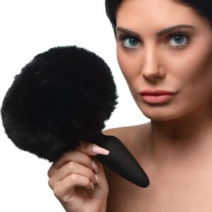 AG976-Black Large Anal Plug with Interchangeable Bunny Tail - Black