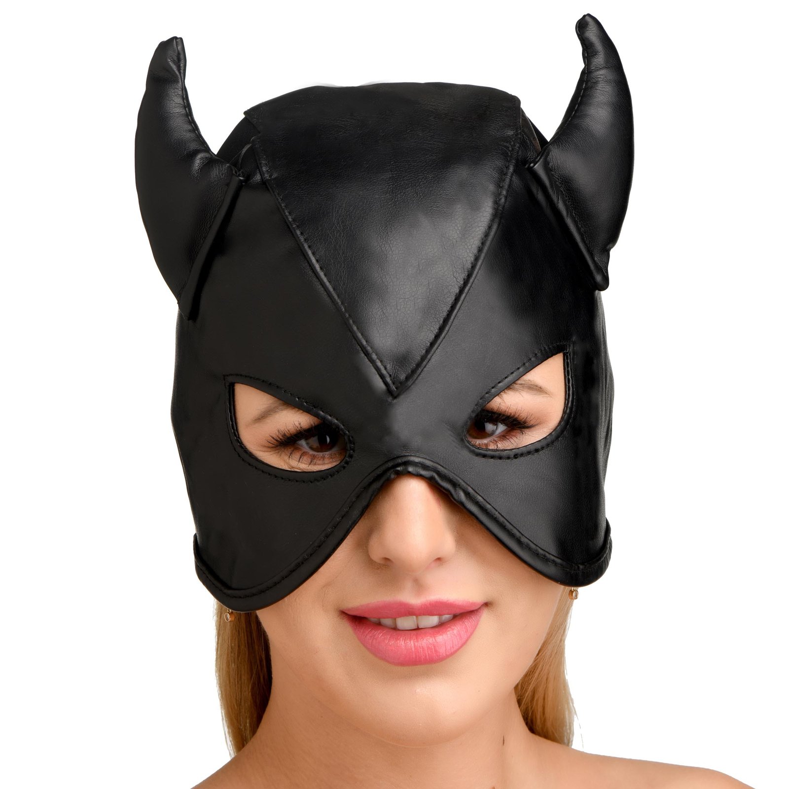 ah058-female-model-01 AH058 Fetish Hood with Horns
