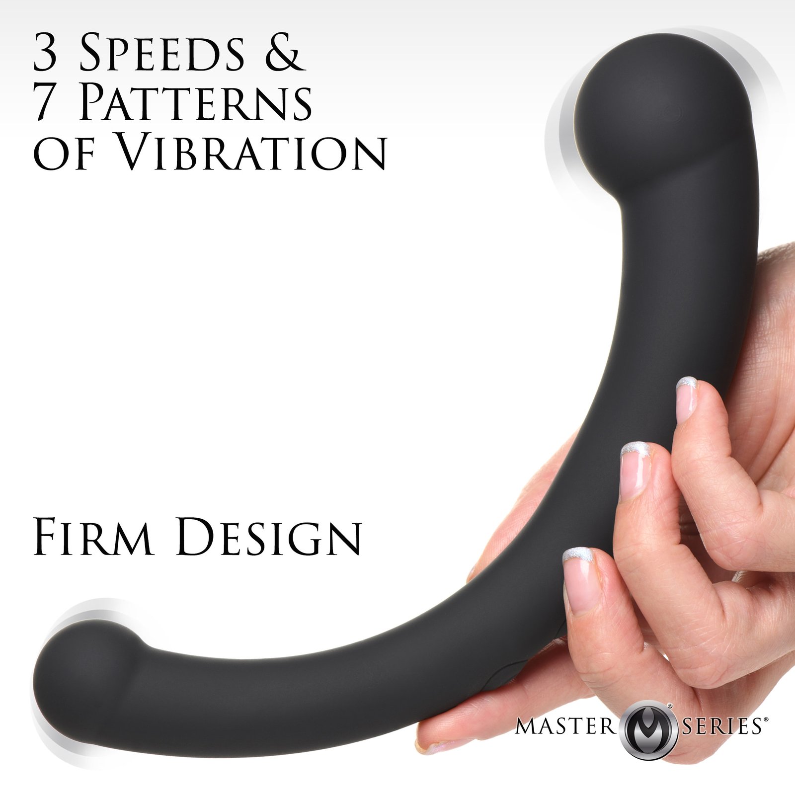 ah112-04-b_2 AH112-Black 10X Vibra-Crescent Vibrating Silicone Dual-Ended Dildo - Black