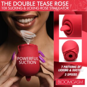 AH150 The Double Tease Rose 10X Sucking and Licking Silicone Stimulator