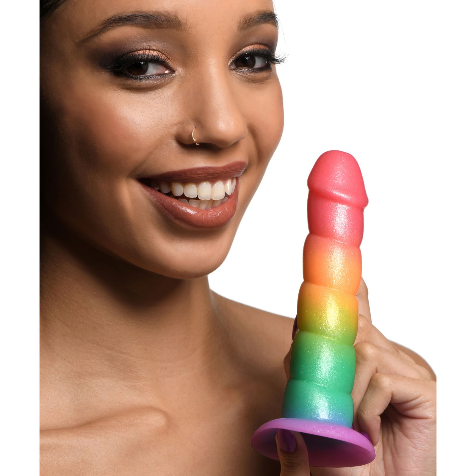 cn-11-0419-88-911_3 CN-11-0419-88 Swirl Rainbow Silicone Dildo