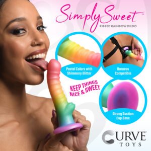 CN-11-0420-88 Ribbed Rainbow Silicone Dildo