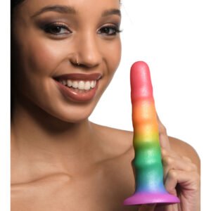 CN-11-0421-88 Zigzag Rainbow Silicone Dildo