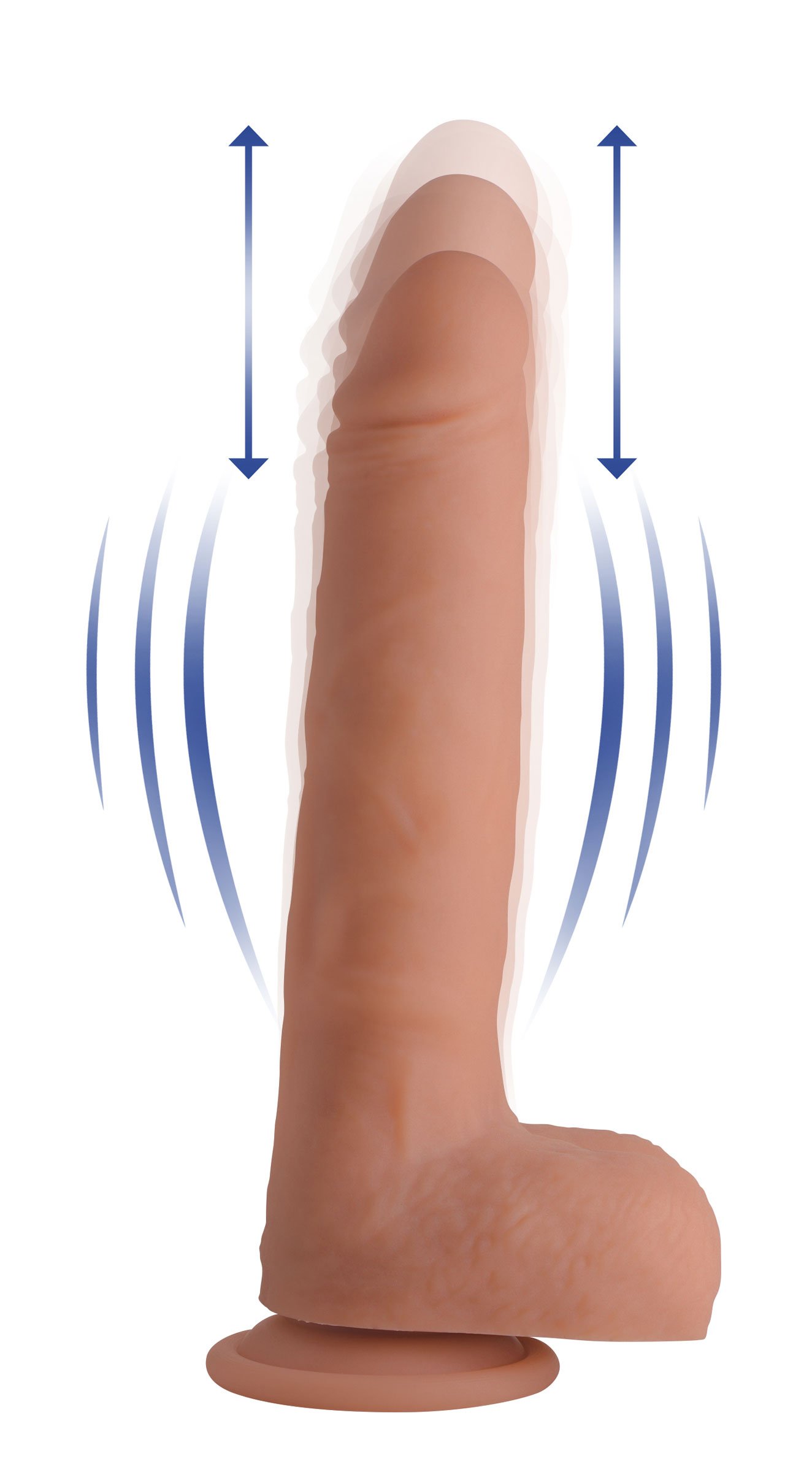 cn-19-1012-10-motion CN-19-1012-10 Vibrating & Thrusting Remote Control Silicone Dildo - 10 Inch