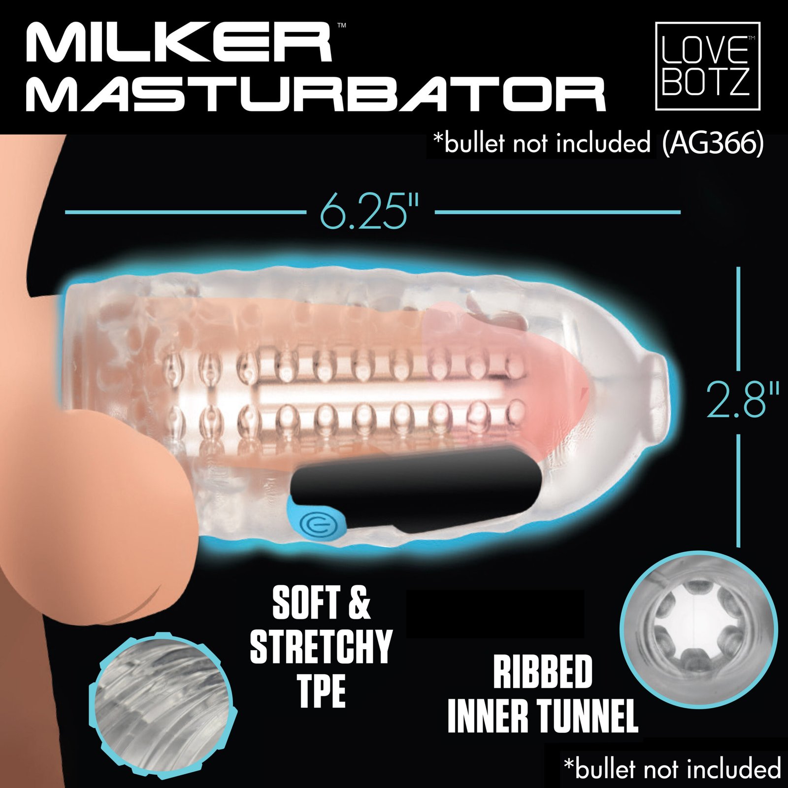 dimensions_2 AH017 Milker Masturbator Accessory
