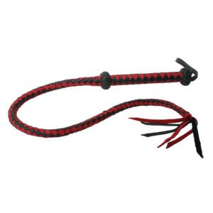 JF206 Premium Red and Black Leather Whip