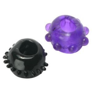 ST349-Blk 2 Gummy Cock Rings - Black - 48 Pack