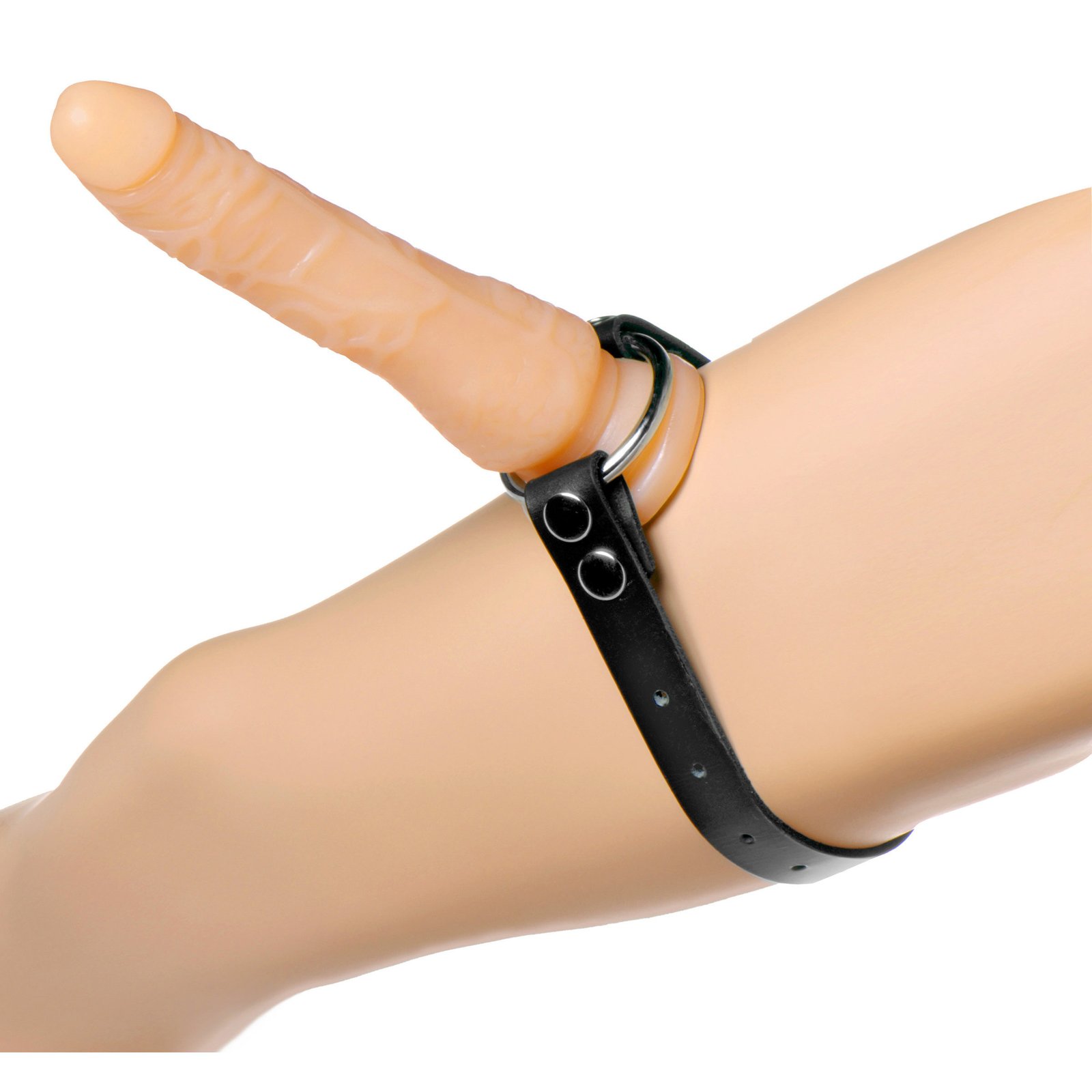 st734-model-new ST734 Thigh or Boot Leather Strap On Dildo Harness