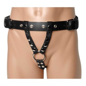 ST782 Double Penetration Premium Leather Dildo Harness for Men