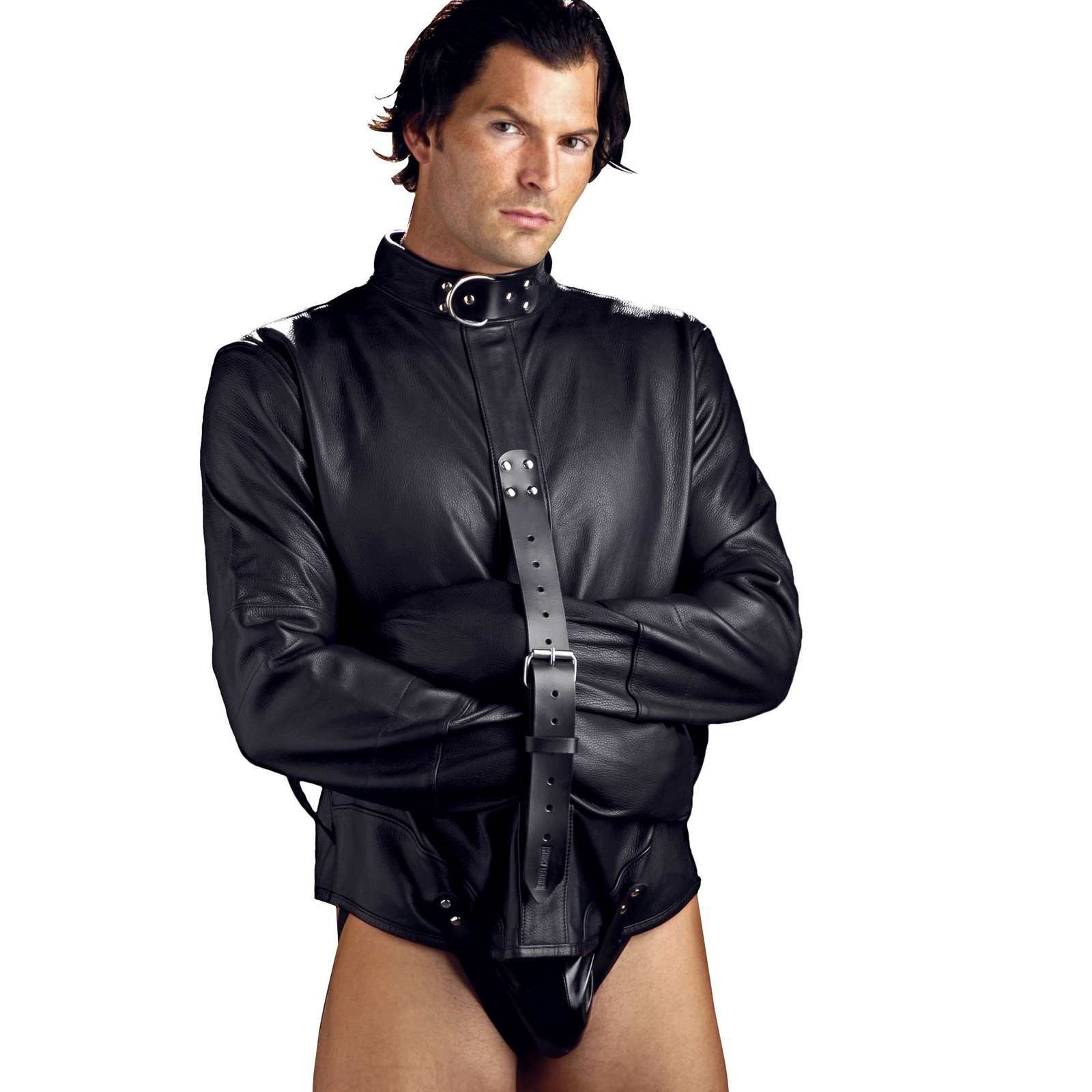 st984-model-onwhite ST984-Large Strict Leather Premium Straightjacket- Large