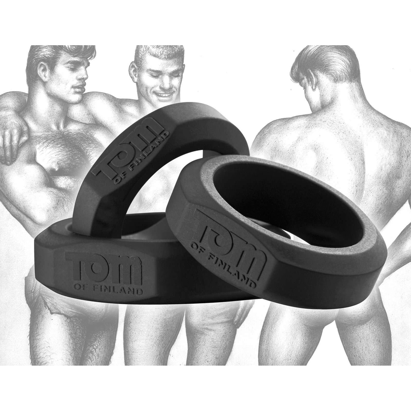 tf3776-bulk-overlay TF3776 Tom of Finland 3 Piece Silicone Cock Ring Set - Black
