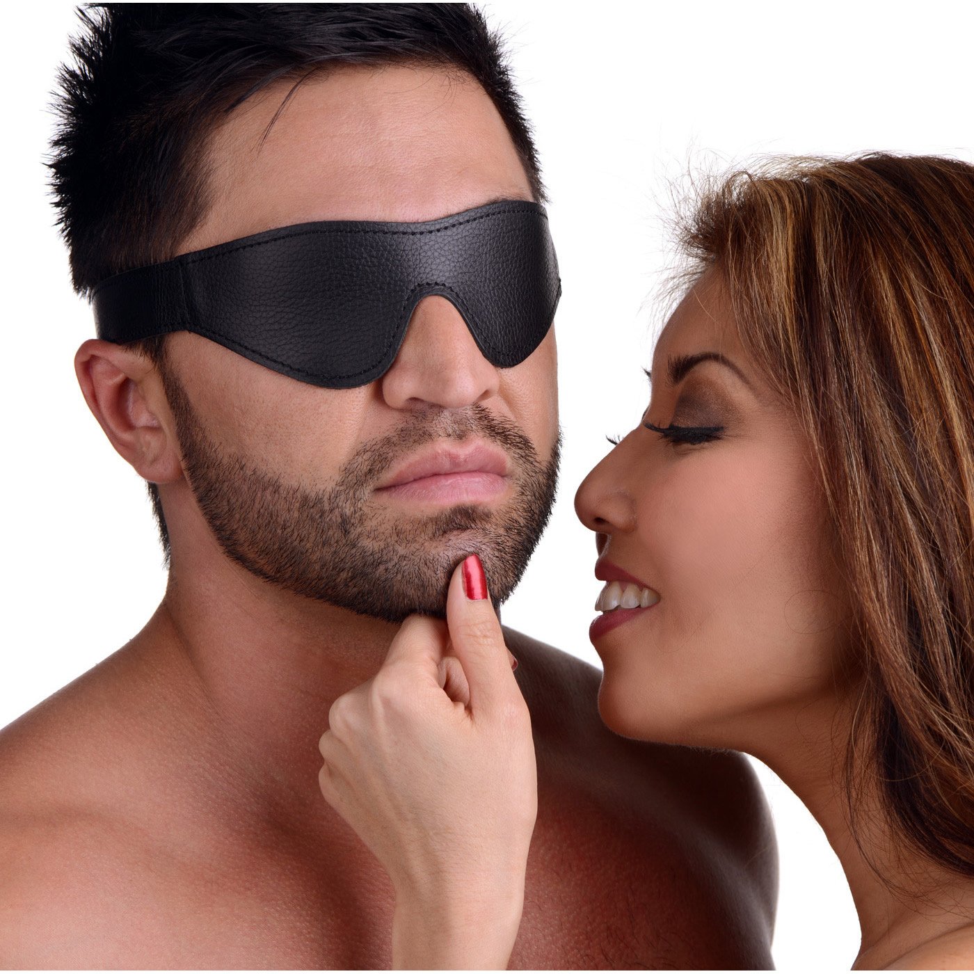 ve582-model-cropped VE582 Strict Leather Velcro Blindfold