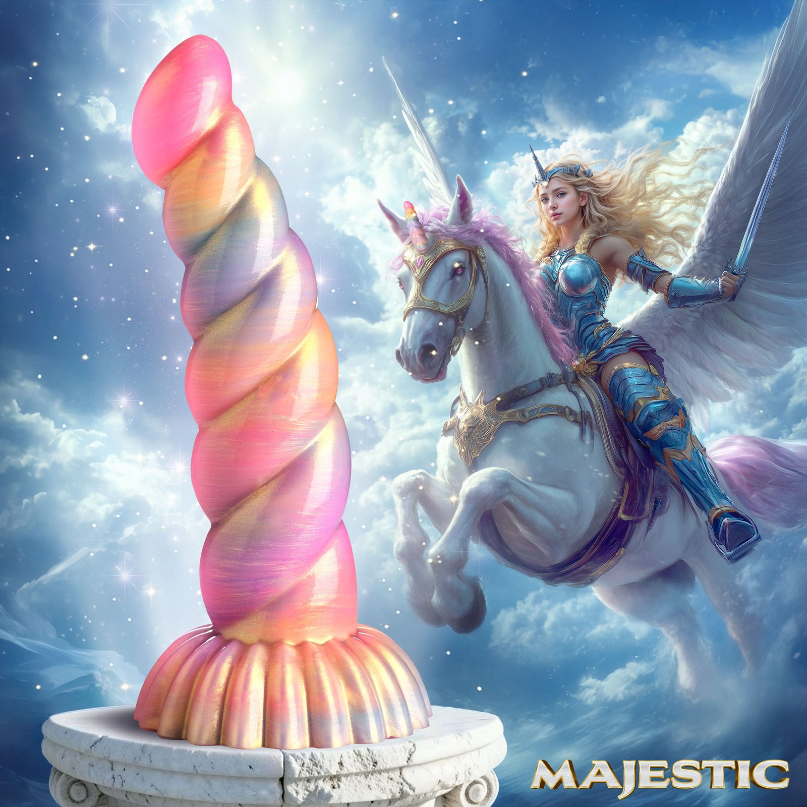 AH933_STD-MAIN_V2 AH933 Aurora Unicorn Silicone Dildo