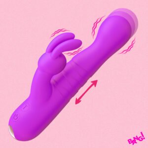 AI027-Purple Thrusting Silicone Rabbit Vibrator - Purple