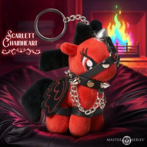 AI028-Red Scarlett Chainheart Bondage Pony Keychain - Red