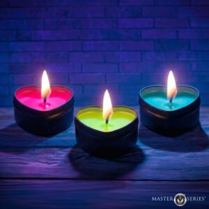 AJ001 Burning Heart Blacklight Reactive Heart Drip Candle Set of 3