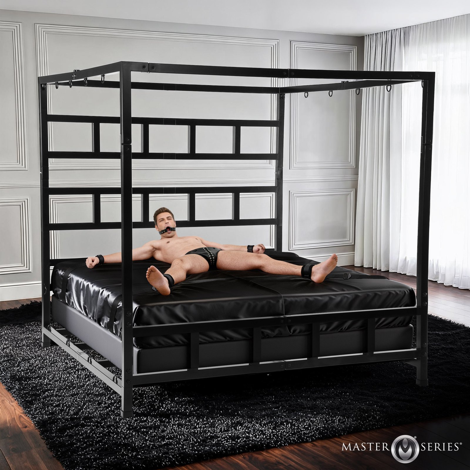 AJ098_STD-MAIN_V2 AJ098 King Size Dungeon Bed with Suspension Canopy